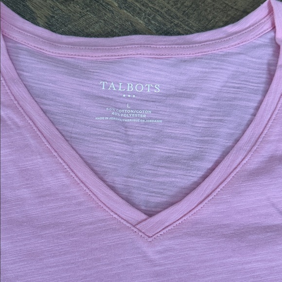 Talbots Light Pink V-Neck Short Sleeve Tee - Picture 3 of 4
